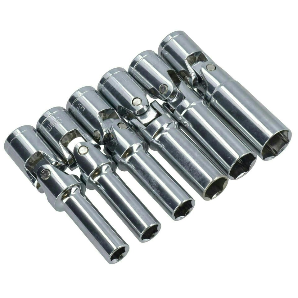 image 1 of Extra Long Diesel Glow Plug Socket Set Universal Joint 8-16mm Removal 3/8" Dr
