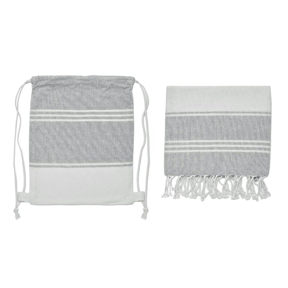image 1 of MidOcean Hammam Towel Drawstring Bag Set - Grey - One Size Grey | One Size