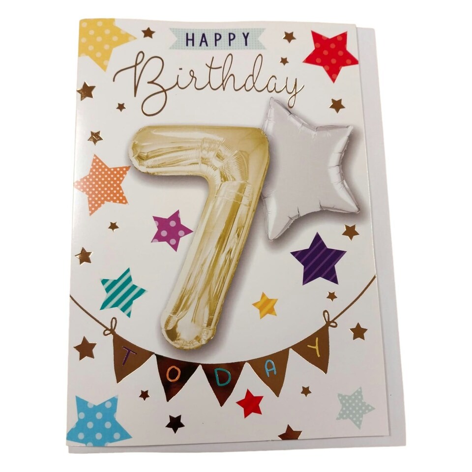 image 1 of Happy Birthday 7 Balloon Boutique Greeting Card