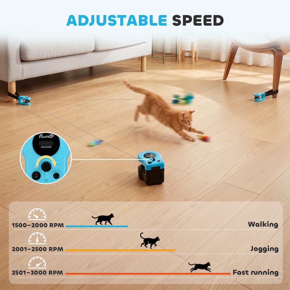 image 1 of PawHut Automatic & Remote Control Interactive Cat Toy DIY Track Mouse Sound