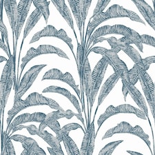 Muriva Sansa Leaf Vinyl Textured Wallpaper - Blue - One Size Blue