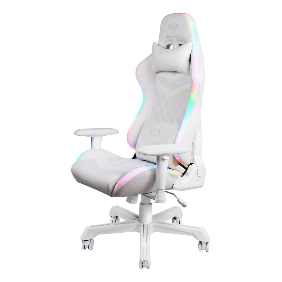image 1 of Deltaco Gaming DC410 RGB Gaming Chair with RGB Lighting - White