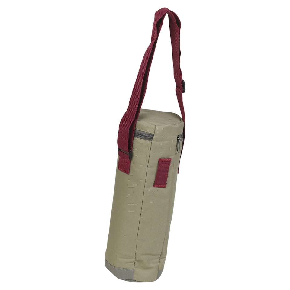 image 1 of 1.5L Insulated Cooler Bottle Bag Zip Carrier Shoulder Strap Drinks Picnic Hiking | Multi | Kahki