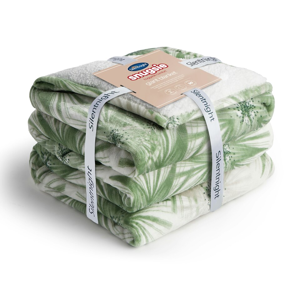 image 1 of Silentnight Snugsie Family Blanket, Giant Throw, 180 x 240 cm, Cosy Sherpa Lined, Winter Print