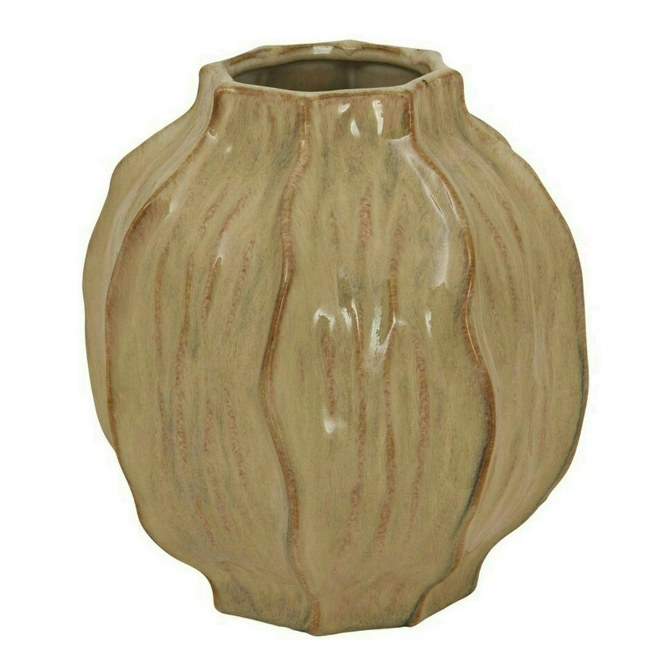 image 1 of Sabbia Collection Squat Seed Pod Vase - Ceramic - L22 x W22 x H26 cm - Brown Brown