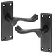 image 3 of Golden Grace Premium Victorian Scroll Door Handles Latch in Matt Black Finish with Black Ball Bearing Hinges & Latch Pack, 6 Sets - 120mm x 40mm Backplate Black