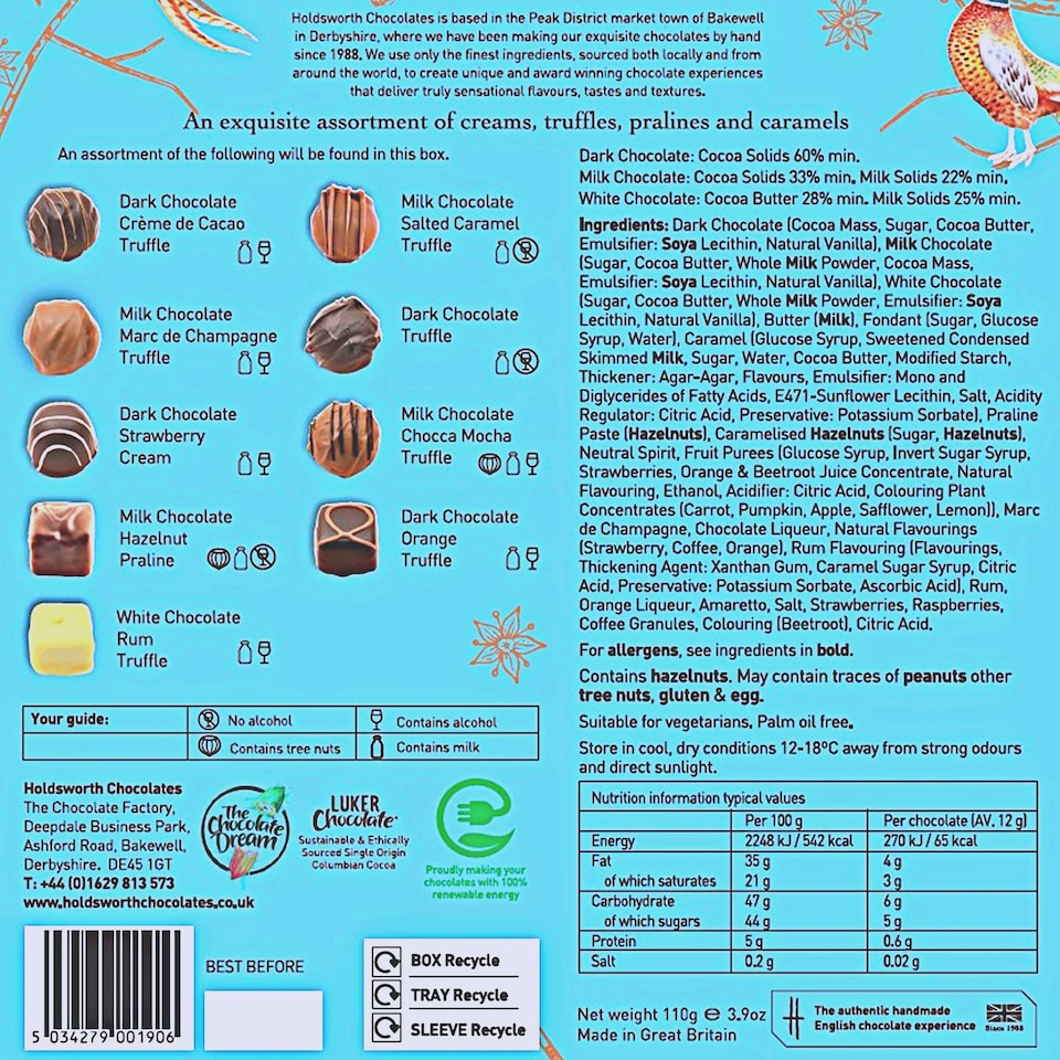 image 1 of Holdsworth Chocolates Happy Birthday Blue Box 110g