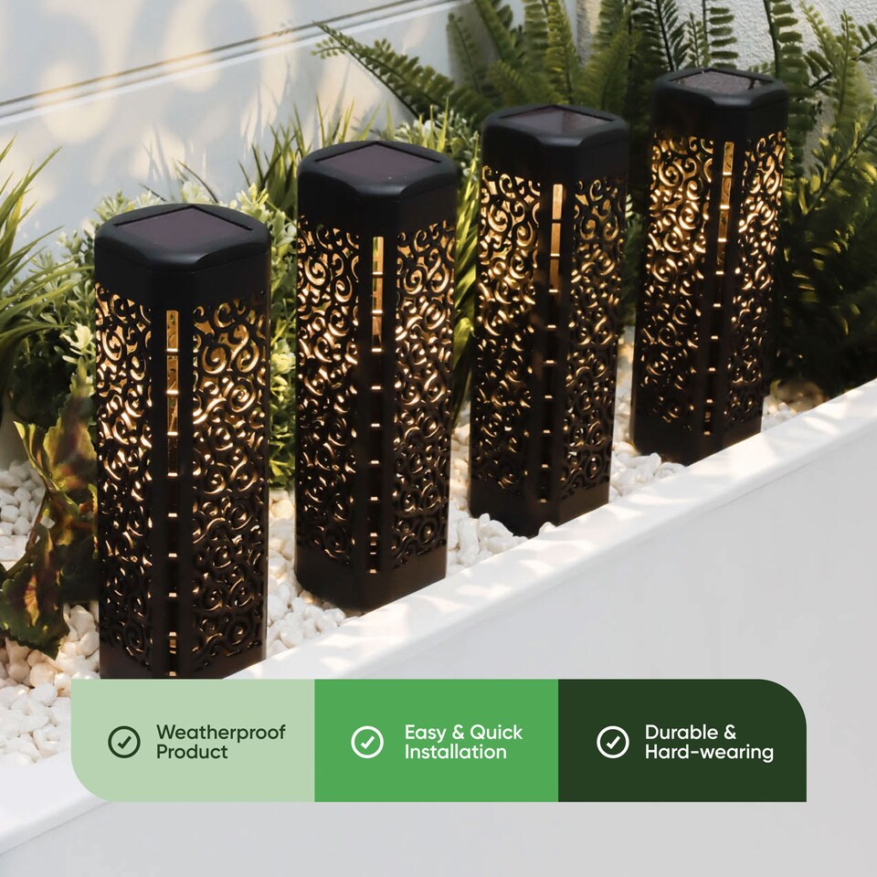 image 1 of Gardenwize Pack of 4 Solar Garden Stake Lights Outdoor