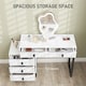 image 4 of HOMCOM Dressing Table, Vanity Desk with Leaf Shape Mirror, Makeup Table with 5 Drawers, 3-Colour LED Lights, 100x40cm Tabletop, White | White | White