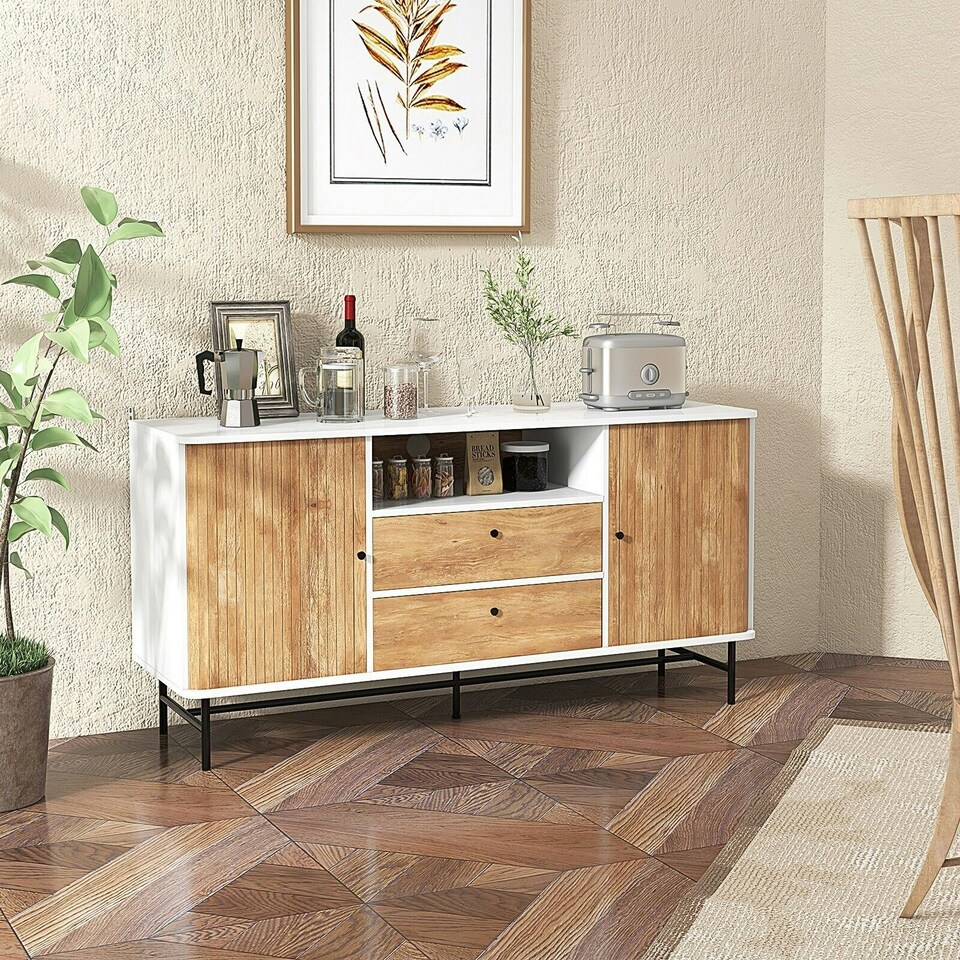 image 1 of COSTWAY TV Stand for TVs 65 Inches Modern Entertainment Center White