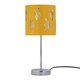 image 3 of Set of 2 Chrome Touch Table Lamps with Ochre Mustard Fern Shades | Chrome | Polished chrome plate and ochre cotton with silver inner detail | 2