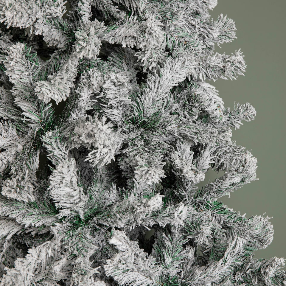 image 1 of 8ft (2.4m) Snow Flocked Artificial Christmas Tree with Green Metal Stand and 1017 Tips