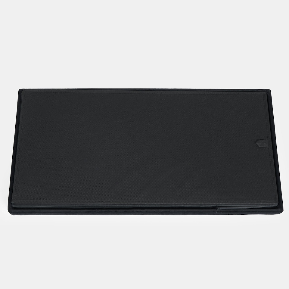 image 1 of OHS Matte Velvet Soft Long Rectangle Foldable Footstool Seat Storage Organiser Ottoman Black