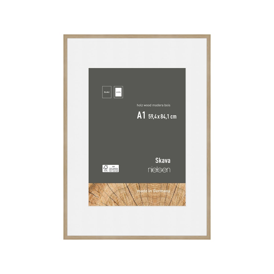 image 1 of Nielsen Skava Wooden Picture Frame with White Mount - White - A1 (59.4 x 84.1cm)