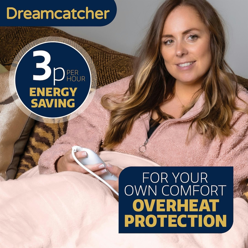 image 1 of Dreamcatcher Deluxe XL Electric Throw Heated Double Over Blanket Fleece - Pink | Pink | Pink | One Size | 1