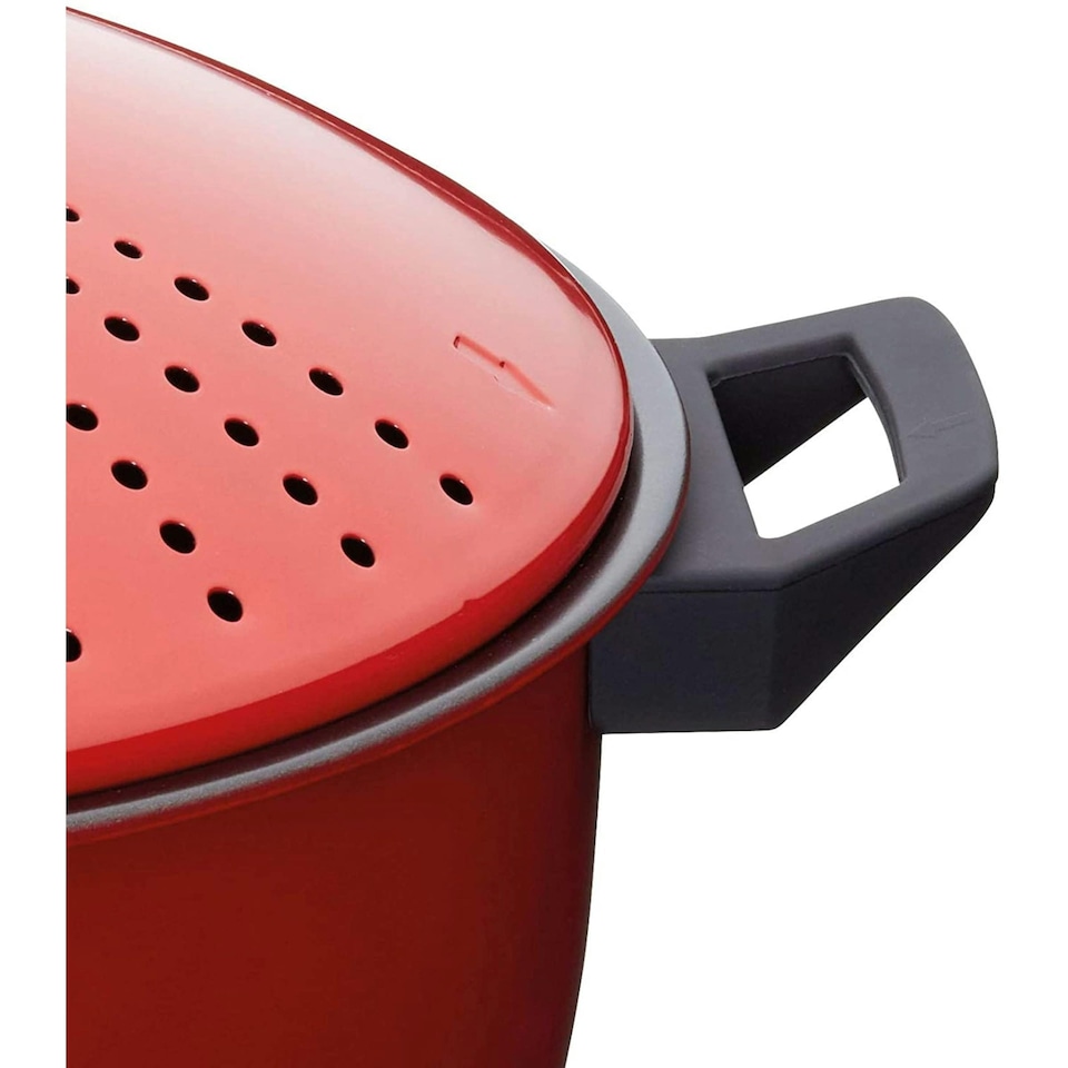 image 1 of KitchenCraft Pasta Pot Red Carbon Steel 4L