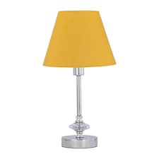 Chrome Jewelled Table Lamp with Ochre Yellow Shade Chrome | Red