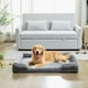 image 2 of PawHut Dog Sofa Bed, Washable Soft Plush Pet Bed with Removable Flannel Cover and Non-Slip Bottom, Anti-Anxiety for Cats, Small, Medium and Large Dogs, 112 x 80 x 16.5 cm, Grey | Grey | L