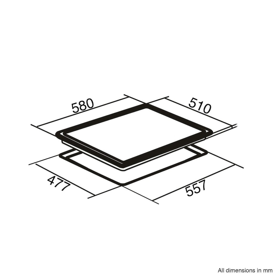 image 1 of SIA R7 60cm Black 4 Burner Gas On Glass Kitchen Hob With Cast Iron Pan Stands
