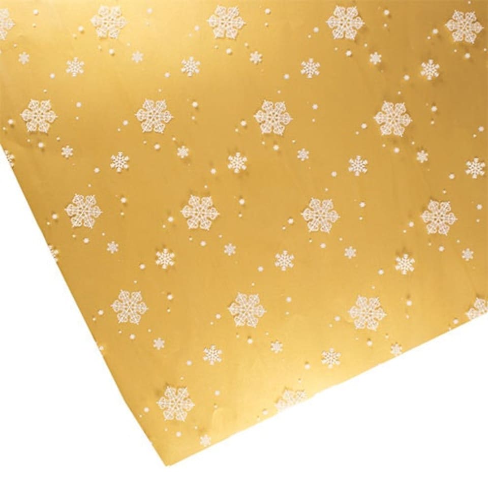 image 1 of Snowflake Print Christmas Clear Cellophane Gift Wrapping Roll 2m