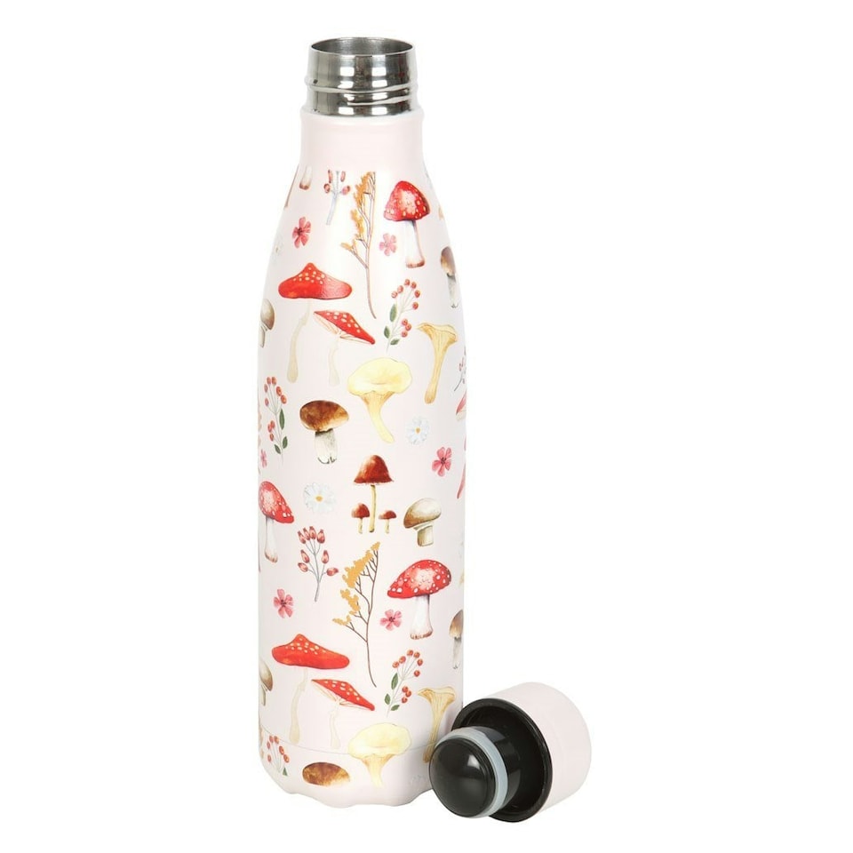 image 1 of Something Different Mushroom Metal All-Over Print Water Bottle - Cream - One Size