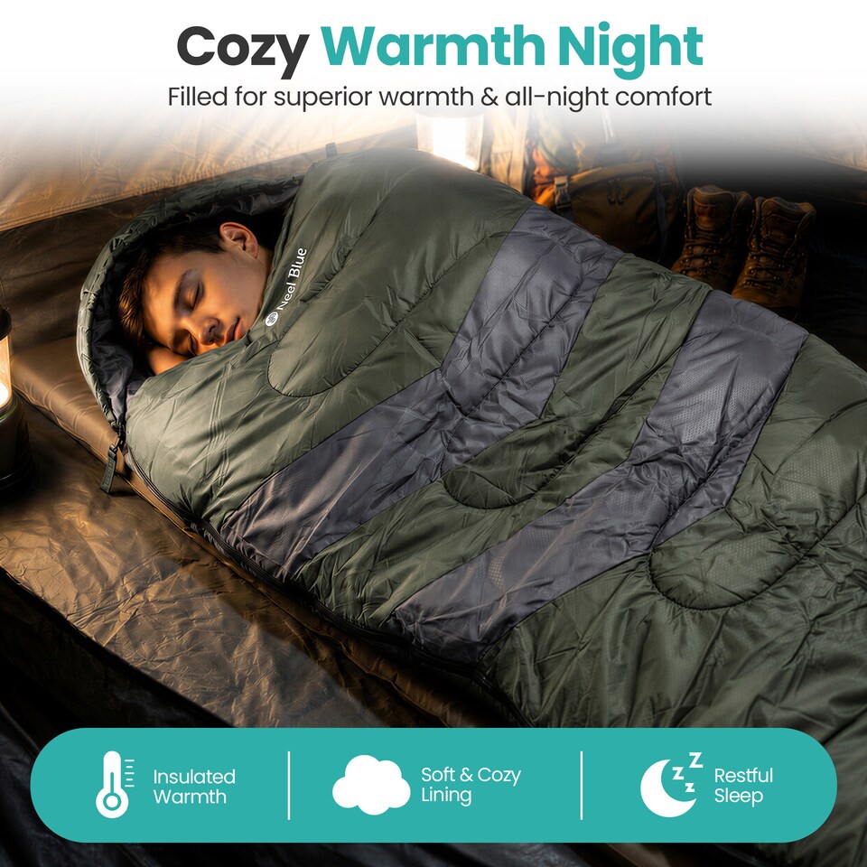 image 1 of 4 Season Waterproof Backpacking Sleeping Bag for Single Adults - 6ft