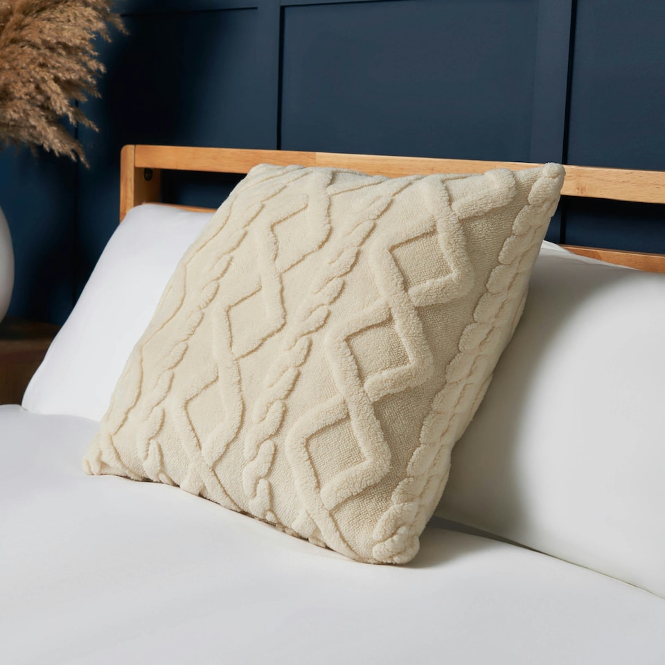 image 1 of BHS Cable Knit Cushion, Cream