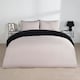 image 4 of OHS Microfibre Reversible Plain Duvet Cover and Pillowcase Set, Double - Black/Natural