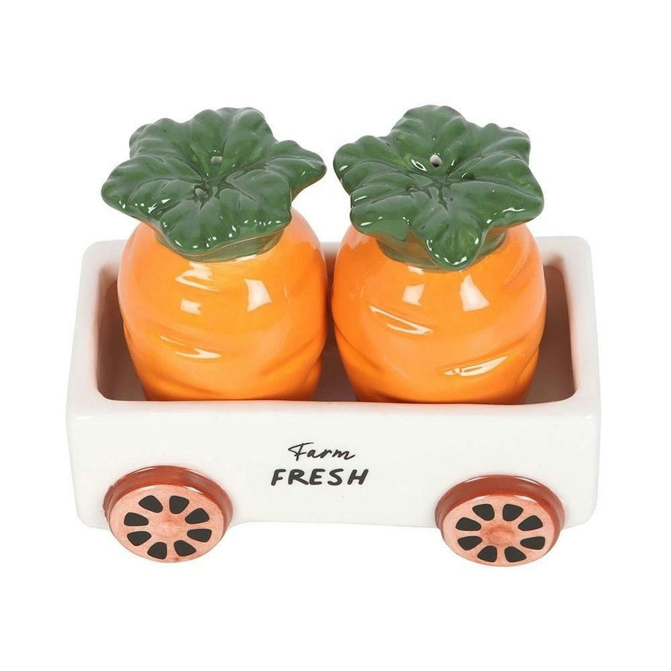 image 1 of Something Different Carrot Salt and Pepper Shakers Set - Orange/Green - One Size