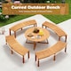 image 6 of COSTWAY Curved Fire Pit Bench Acacia Wood Patio Bench Brown