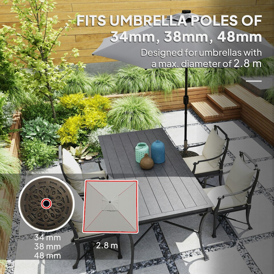 image 1 of Outsunny 21kg Resin Garden Parasol Base Umbrella Stand with Wheels