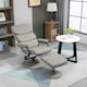 image 2 of HOMCOM Faux Leather Recliner Chair w/ Ottoman Swivel Lounge Seat