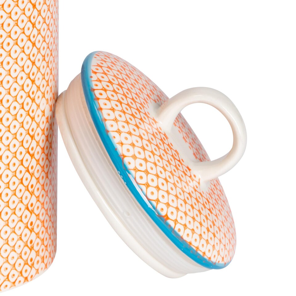 image 1 of Nicola Spring Hand-Printed Kitchen Canister - 15.5cm - Orange | Orange | Orange