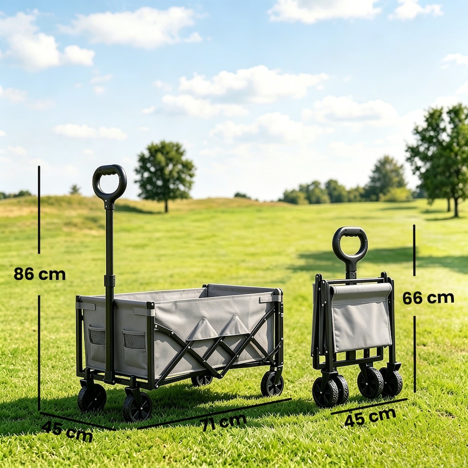 image 1 of Outsunny 60L Festival Trolley on Wheels, Collapsible Wagon Cart | Grey | Grey | 71 x 45 x 86 cm