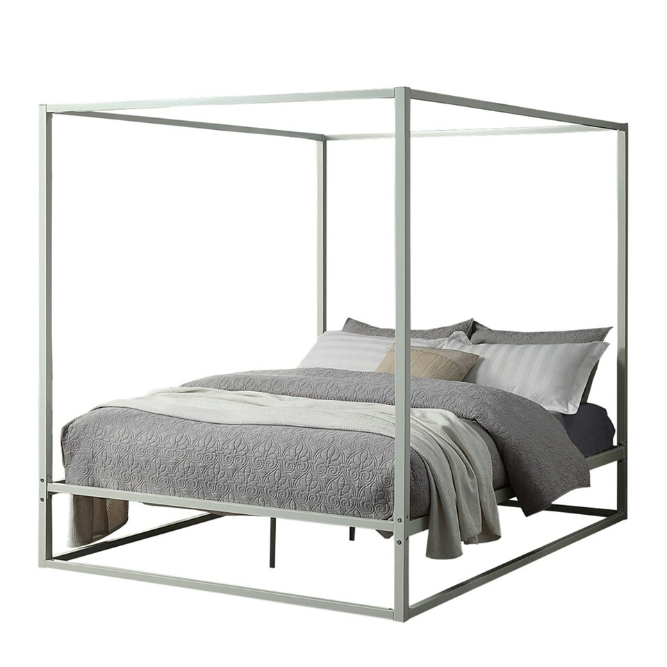 image 1 of Ashwell Modern Four 4 Poster White Metal Bed Frame (King)