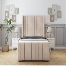 Sloomy Melbourne Sand Naples Bed Frame With Mattress With 50" Upholstered Wingback Headboard 6' Super King