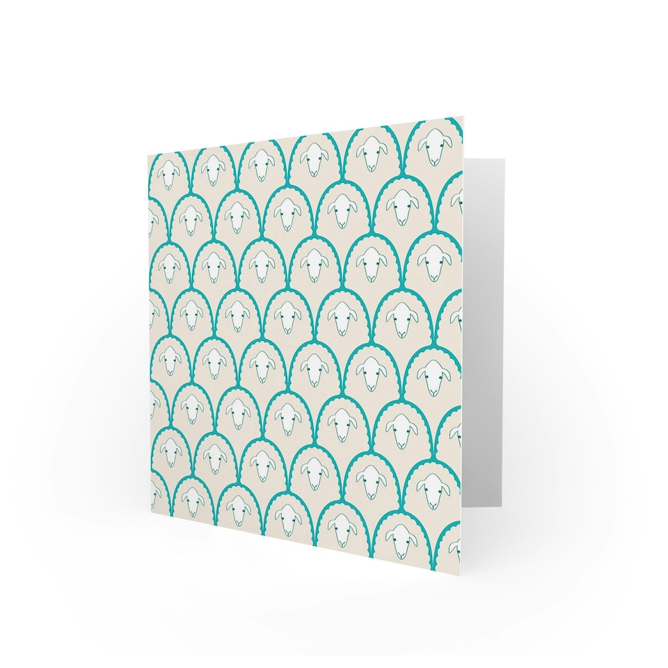 image 1 of Cute White Pattern Sheep Art Blank Just to Say Card