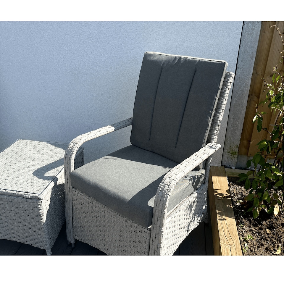 image 1 of Leigh Wicker Rattan Natural Bistro Set with outdoor cushion