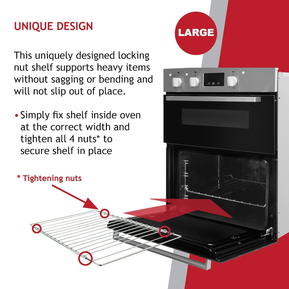 image 1 of SPARES2GO Large Oven Shelf Adjustable Width No Gaps CAPLE Extendable Lock Grill 590mm