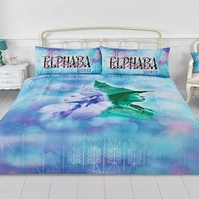 Wicked Glenda & Elphaba Reversible 2 in 1 Design Double Duvet Cover and Pillowcase Set - Wicked For Good Blue | green, pink | Double