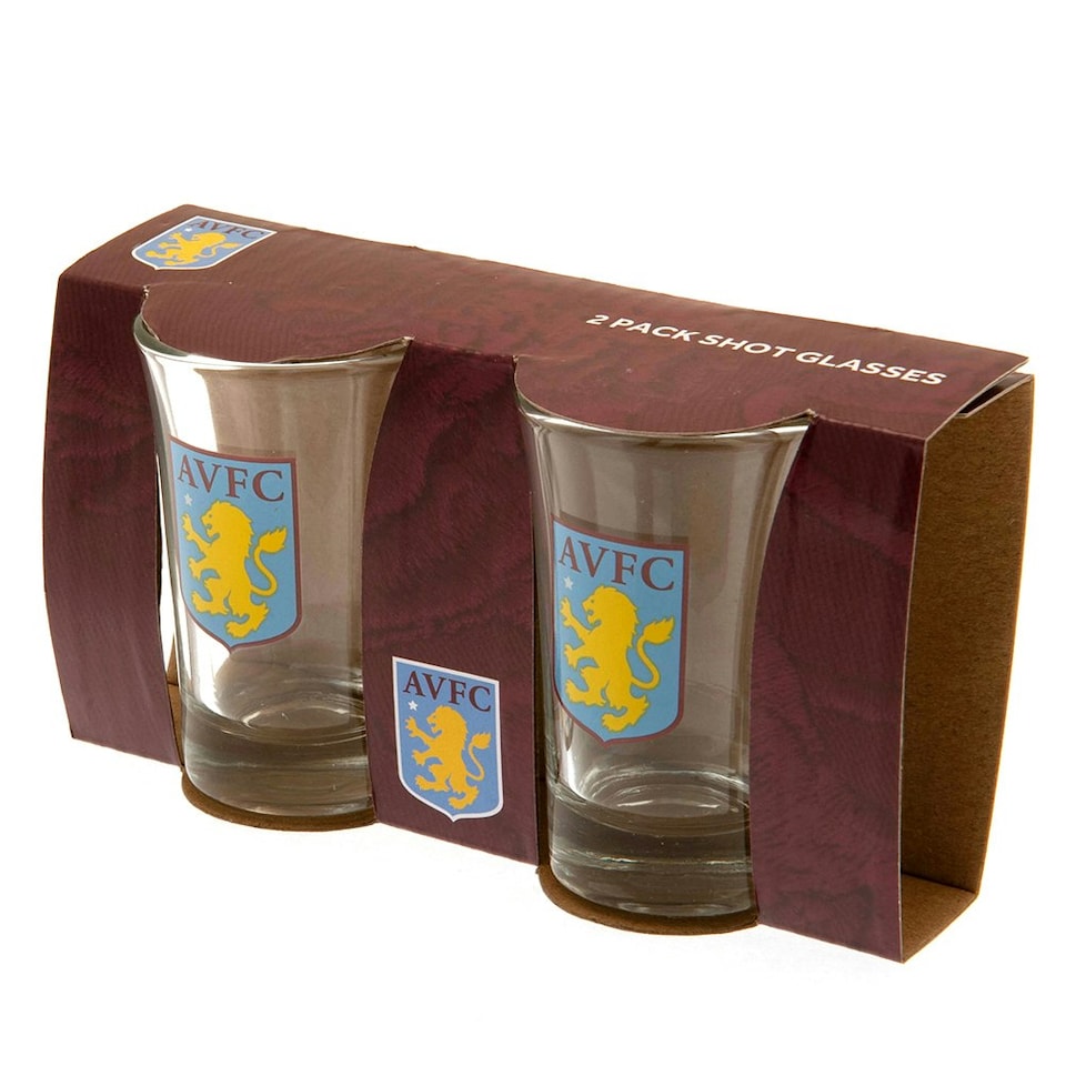 image 1 of Aston Villa FC Shot Glass Set (Pack Of 2) - Clear/Blue/Yellow - One Size