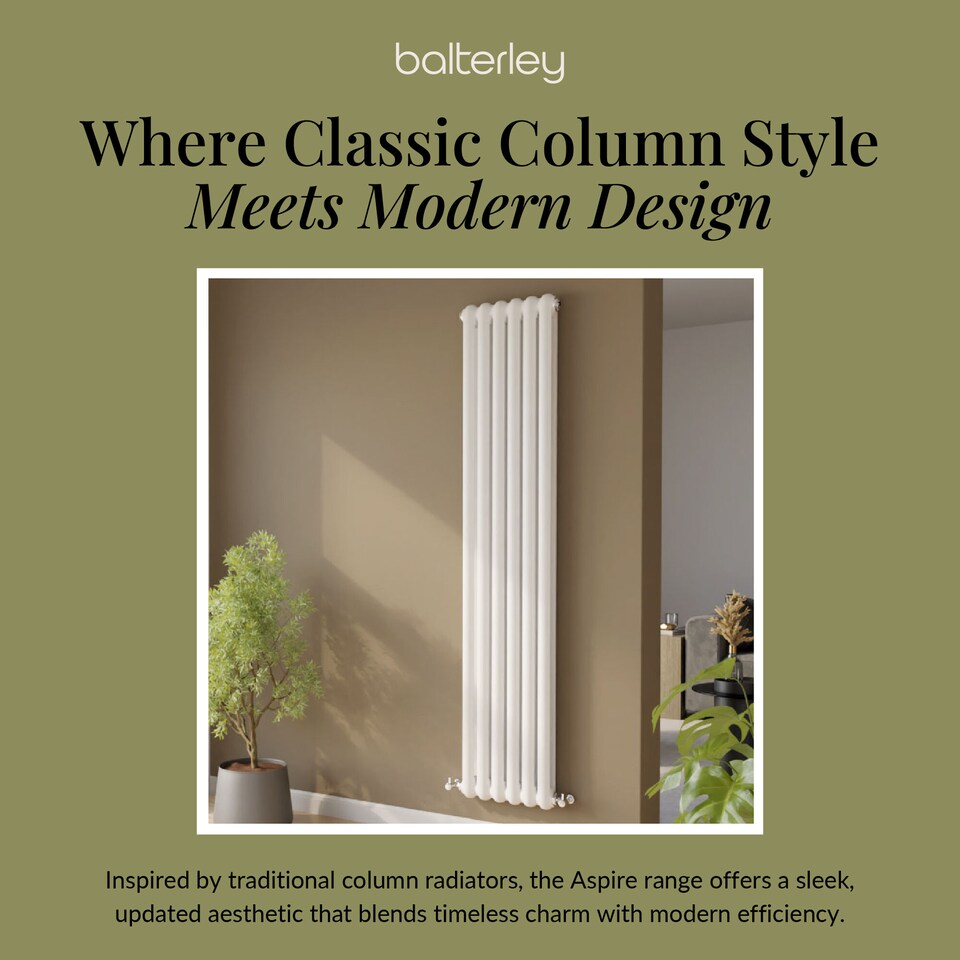 image 1 of Aspire Vertical Double Panel Radiator 1800mm x 383mm - Gloss White | White | Gloss White | 1