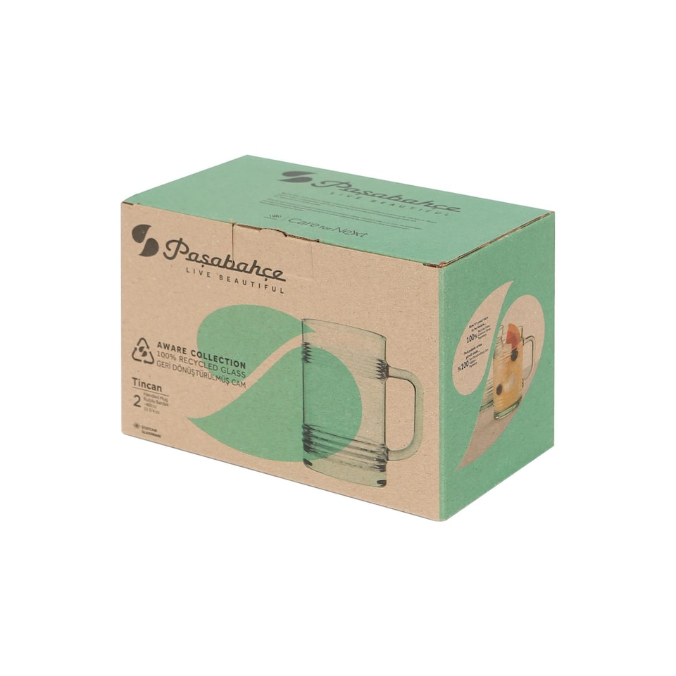image 1 of Pasabache Aware Tincan Recycled Glass Mugs - 400ml - Green - Pack of 8 | Green | Green