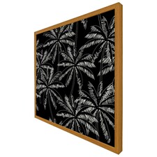 White palm trees on black (Picture Frame) Brown | Oak | S