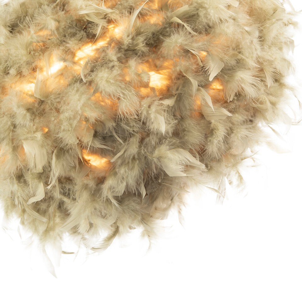 image 1 of Modern and Unique Large Olive Green Feather Decorated Pendant Shade