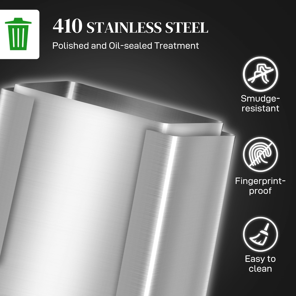 image 1 of HOMCOM 2 x 30L Double Kitchen Bin, Pedal Bin with Soft-Close Lid, Silver Silver