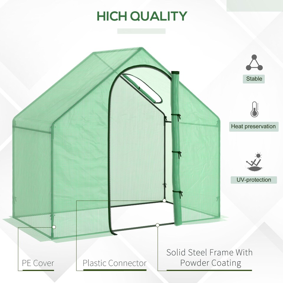 image 1 of Outsunny Walk-In Portable Greenhouse Mini Grown House Steel Frame Window Green