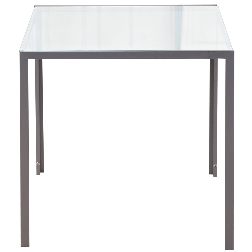 image 1 of HOMCOM Modern Square Dining Table for 2-4 People, with Glass Top & Metal Legs for Dining Room, Living Room, Grey