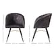 image 6 of Set of 2 Vittorio Velvet Dining Chairs with Black Metal Legs, Quilted Design Modern Accent Chair | Black