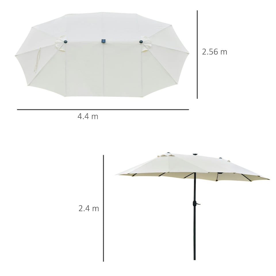 image 1 of Outsunny 4.4m Double-Sided Sun Umbrella Patio Parasol Solar Lights